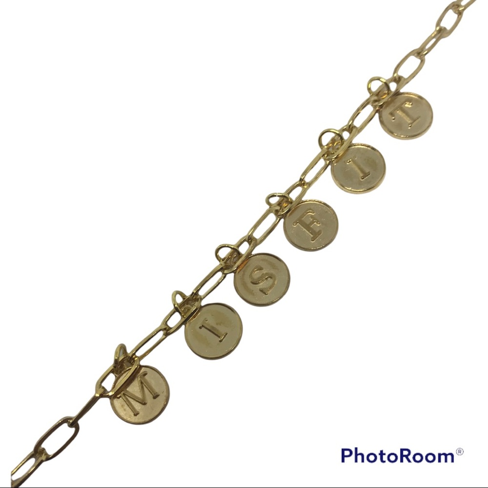 Gold Letter Charm MISFIT Charm Bracelet Handmade - Picture 4 of 5